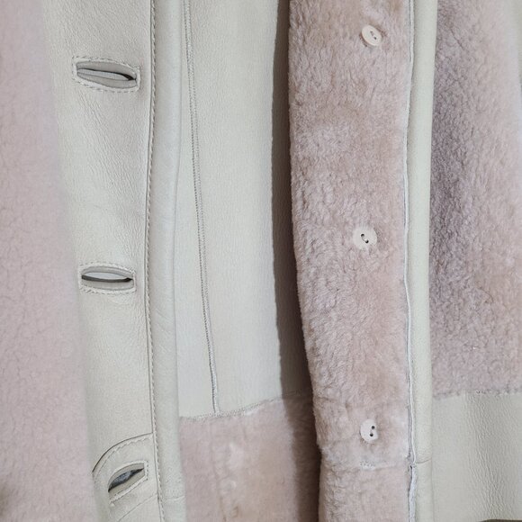 $2300 TORY BURCH Small 2/4 SHEARLING LAMB FUR Leather Bennett Coat MAX MARA - Picture 8 of 12